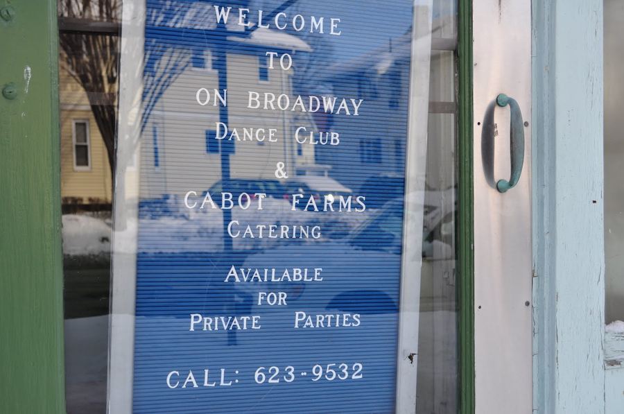 The door at 882 — Welcome to On Broadway Dance Club & Cabot Farms Catering